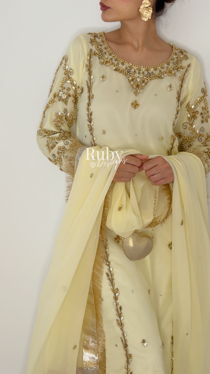 NAYRA Butter Silhouette 2 (Long Shirt) - 3 Piece Chiffon Suit with Trouser