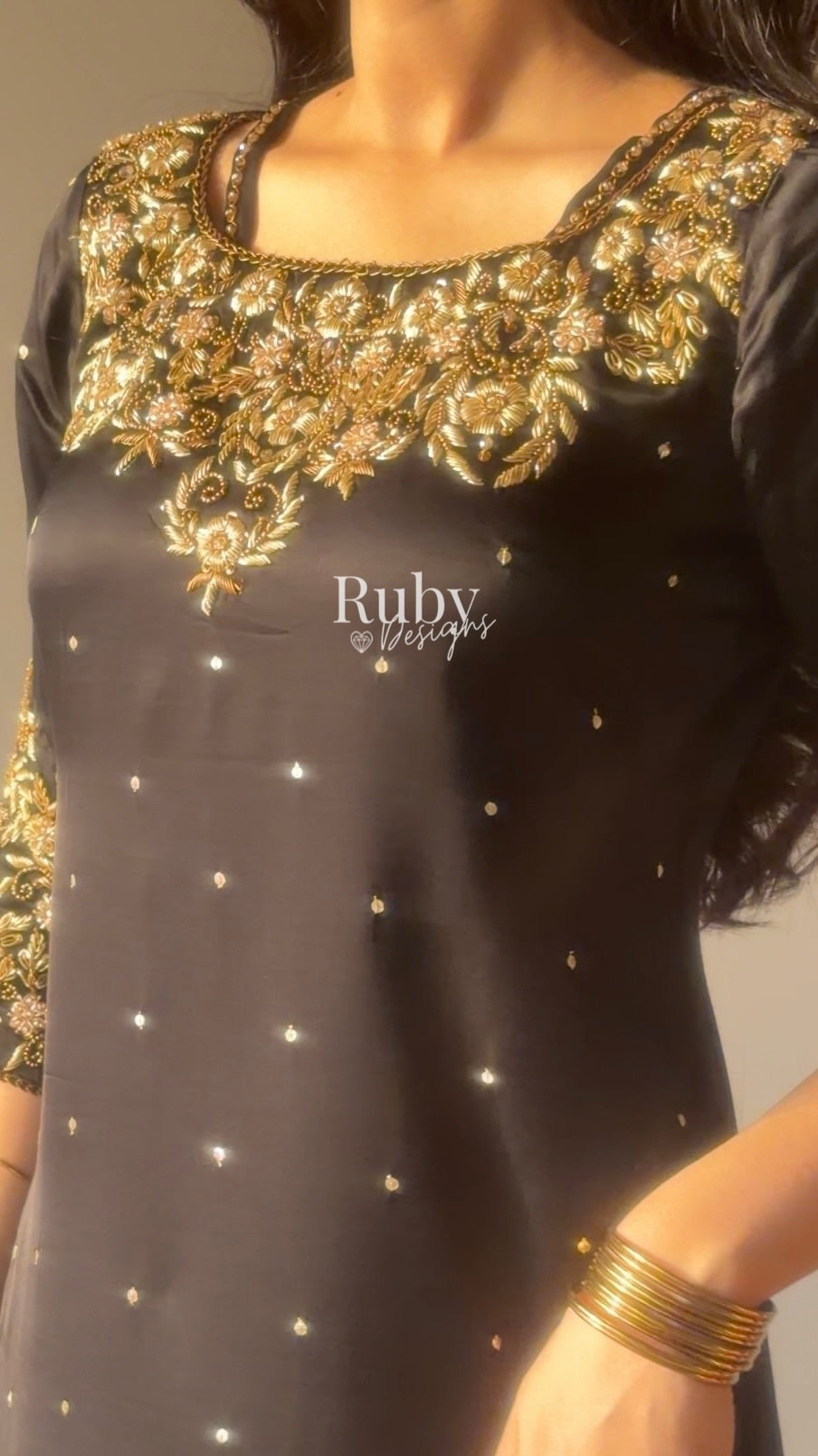 HANIA Noir - 3 Piece Silk Suit with Straight Trouser