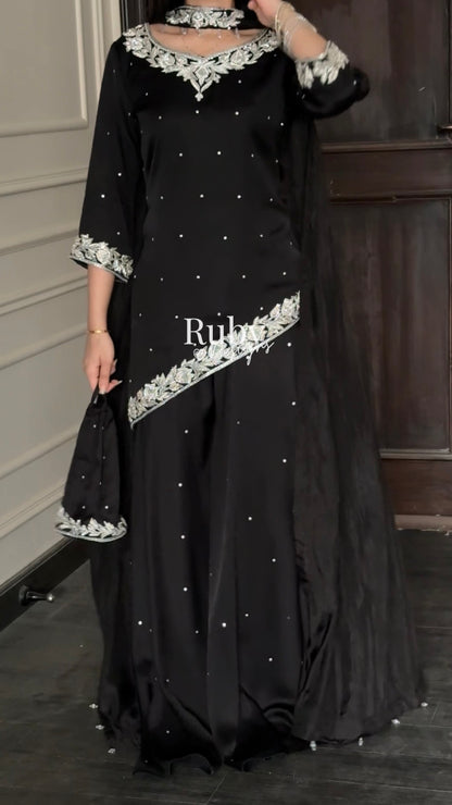 RANI Noir - 3 Piece Luxury Silk Suit with Matching Bag