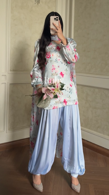 FLEUR Sky - 3 Piece Silk Suit with Balloon Pants