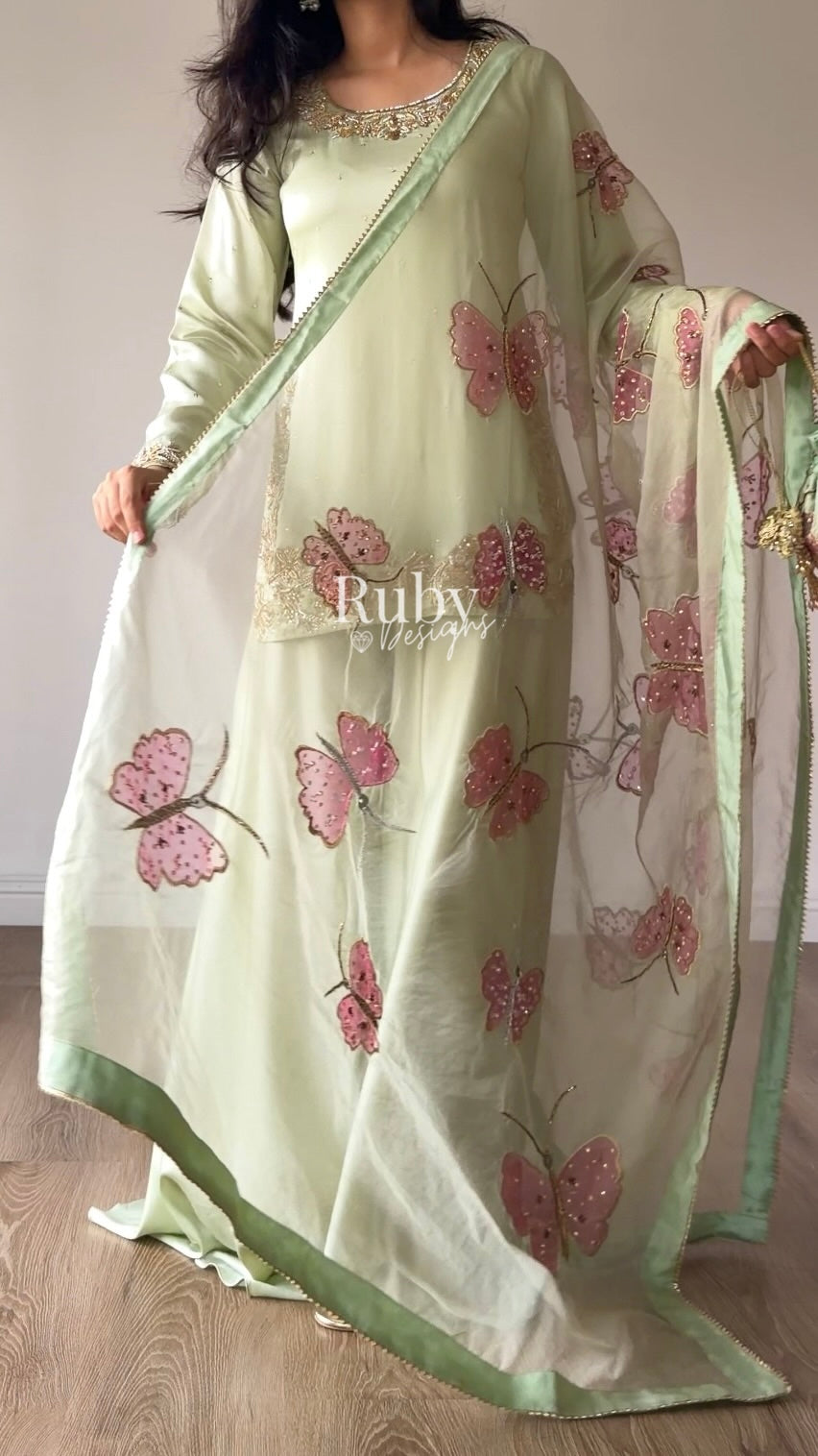 AENA Fern - 4 Piece Silk Suit with Matching Potli Bag