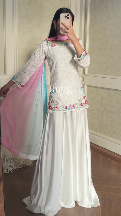 ALIZEH Petal - 3 Piece Chikankari Suit with Ombré Dupatta