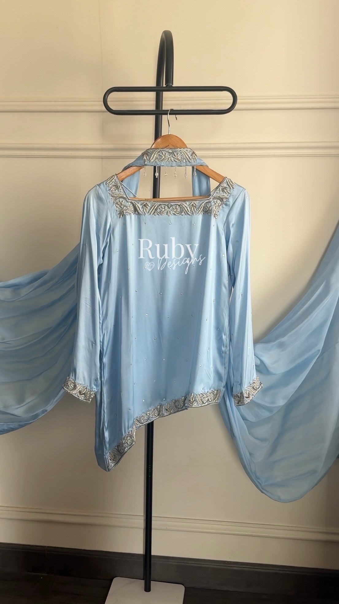 PREITY Sky - 3 Piece Silk Suit with Matching Bag