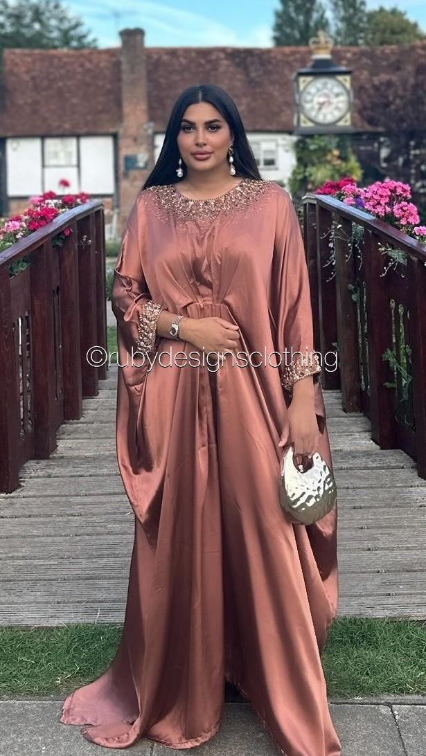 JAMILA - Rust Kaftan with Gold Handwork (8713903440085)