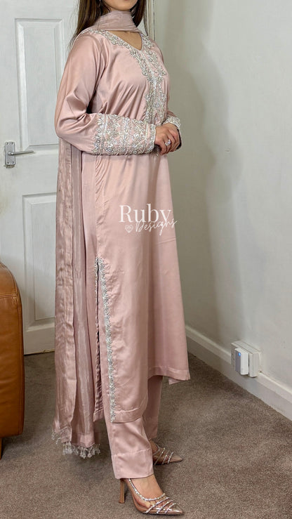 EMAAN - 3 Piece Luxury Silk Suit with Hand Work