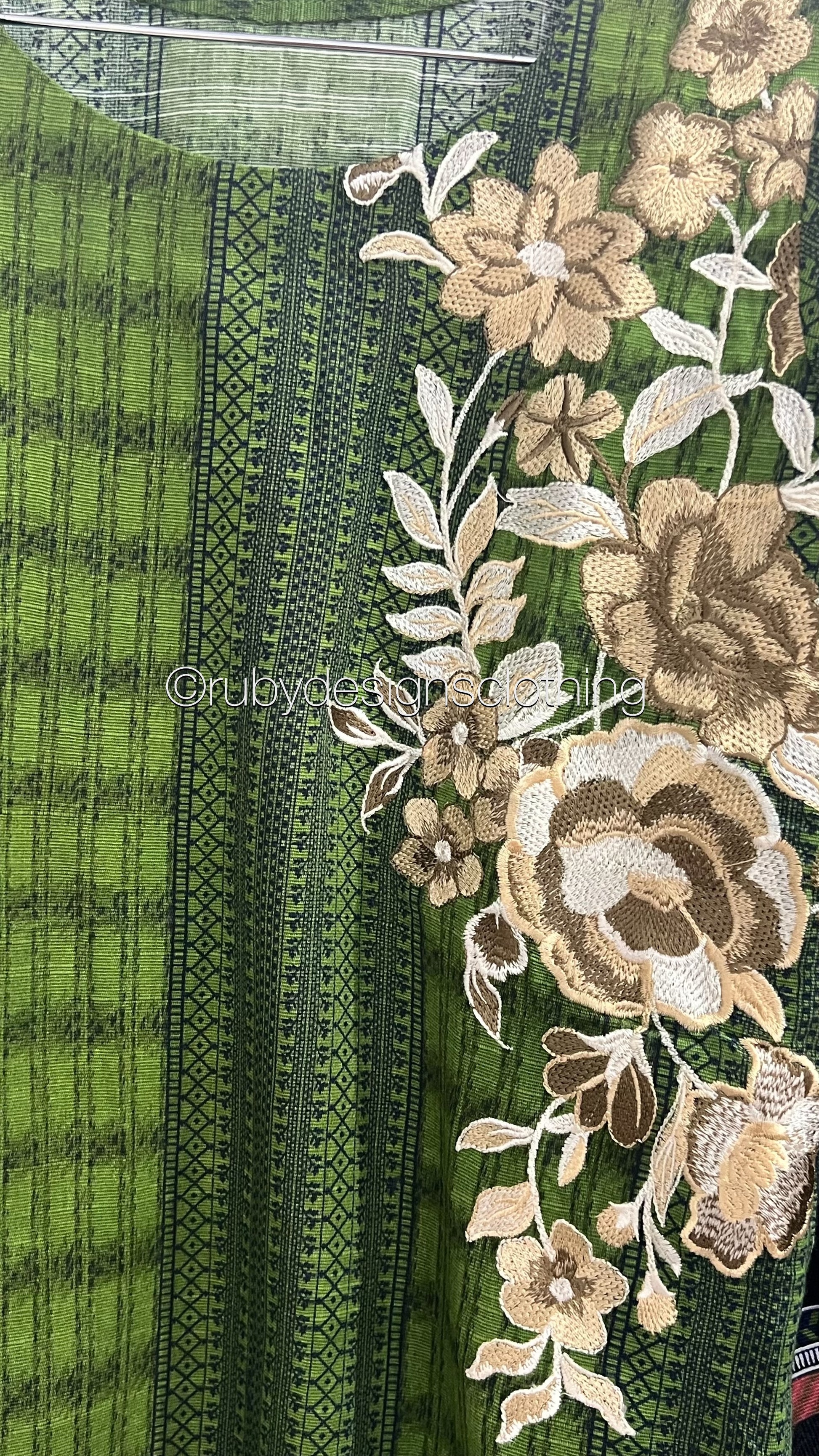 3 Piece Green Khaddar Suit with Shawl (8748086919381)