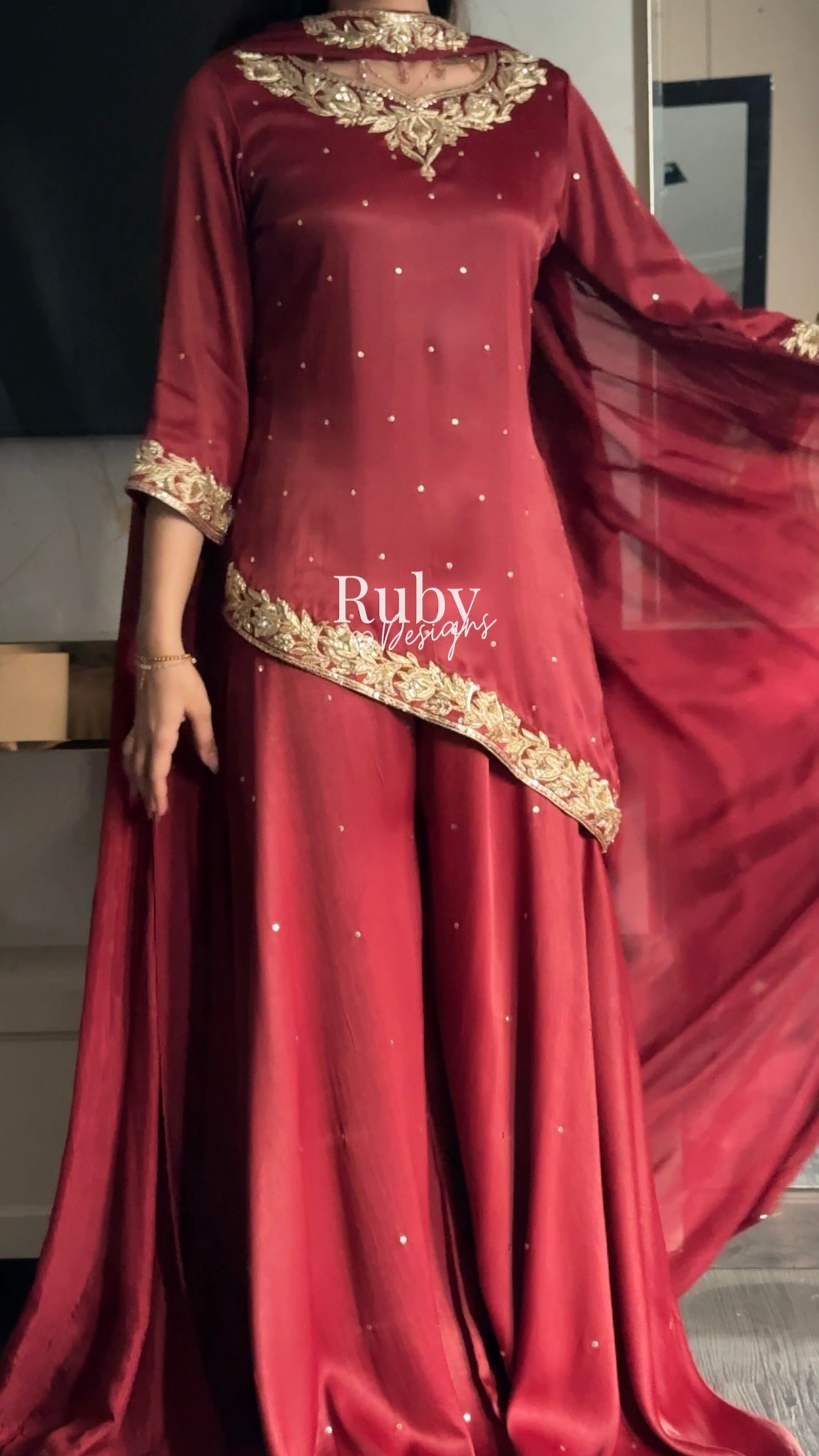 RANI Rouge - 3 Piece Luxury Silk Suit with Matching Bag