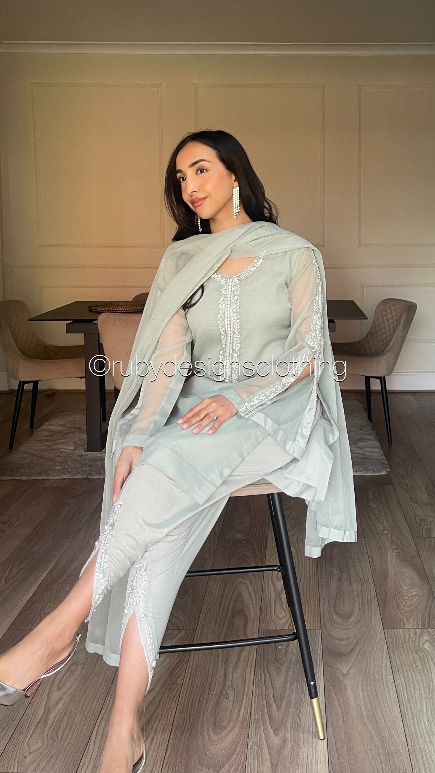 ASMA Haze - 3 Piece Chiffon Suit with Tulip Trousers