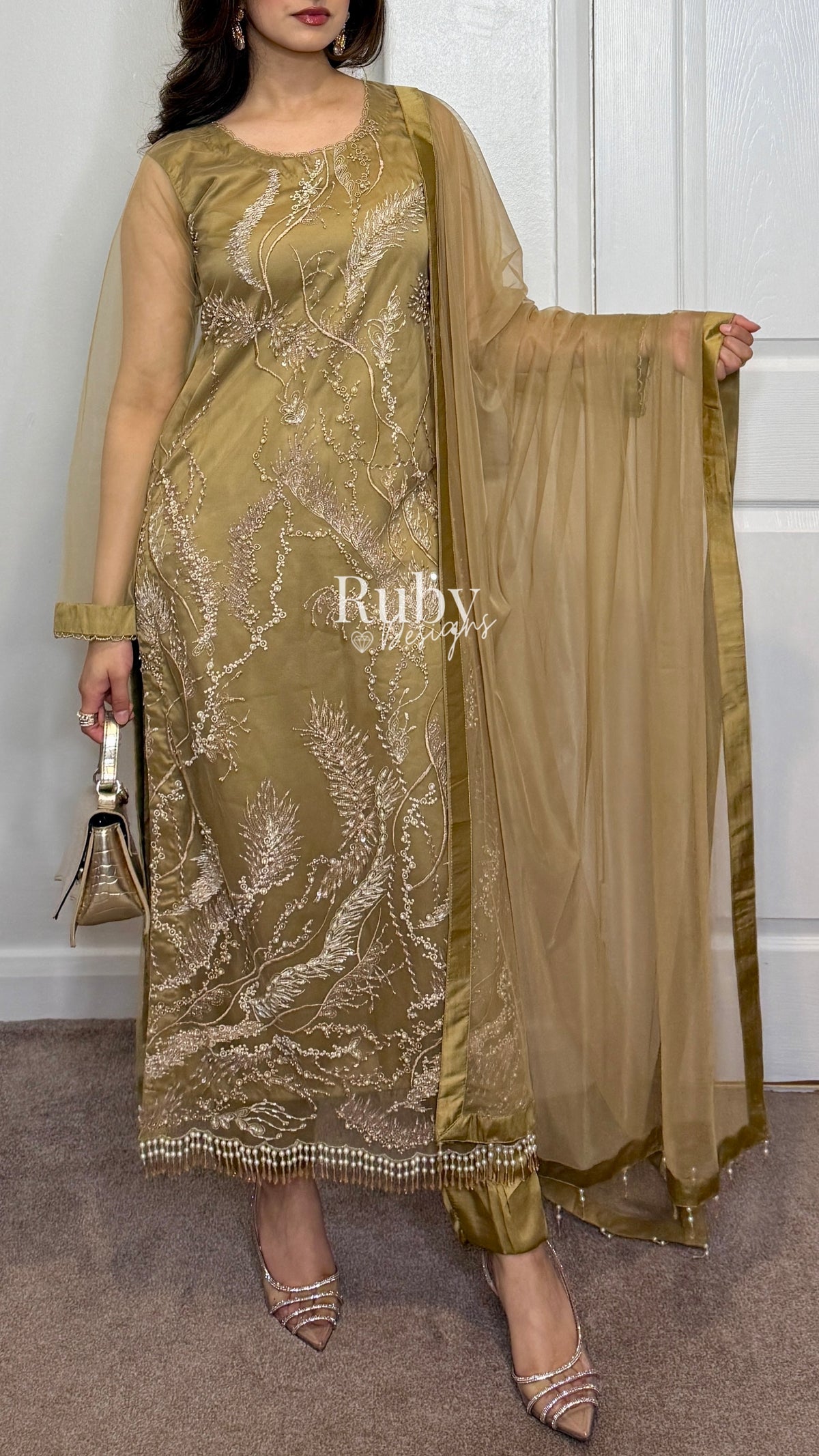 FOZIA - 3 Piece Net Suit with Tassel Detail