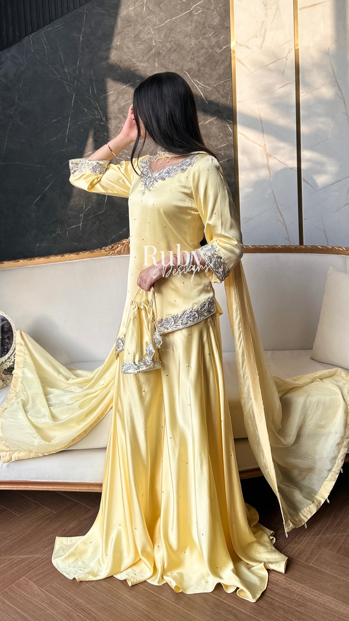 PRE-ORDER (6-8 week estimated dispatch): RANI Butter - 4 Piece Luxury Silk Suit with Matching Bag