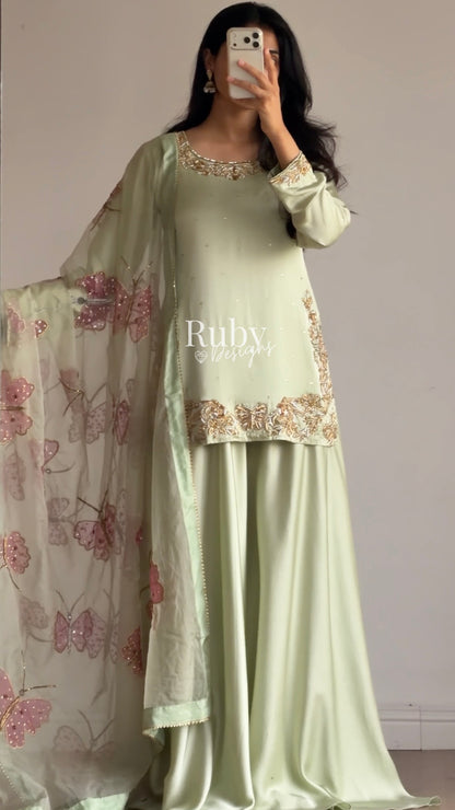 AENA Fern - 4 Piece Silk Suit with Matching Potli Bag