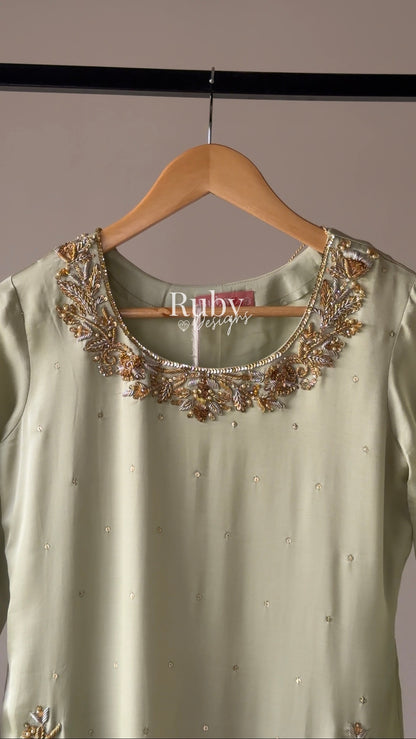 AENA Fern - 4 Piece Silk Suit with Matching Potli Bag