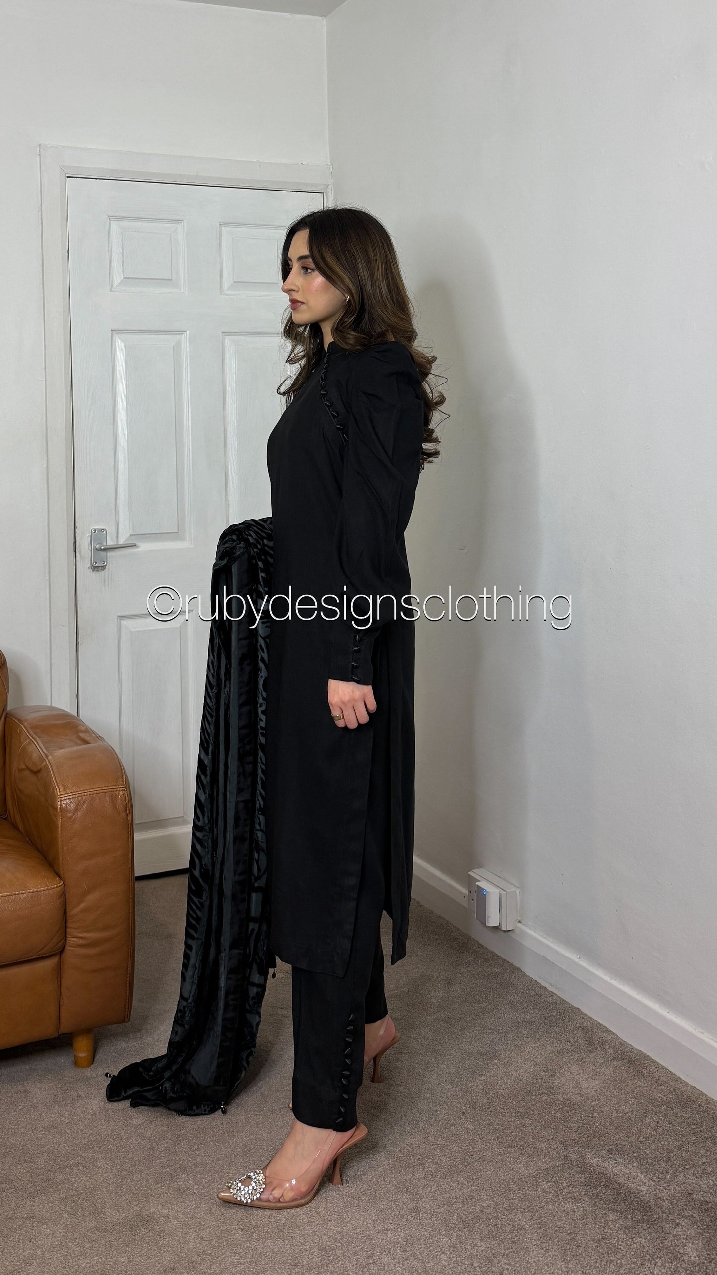 ZAILA Noir - 3 Piece Marina Suit with Palachi Shawl