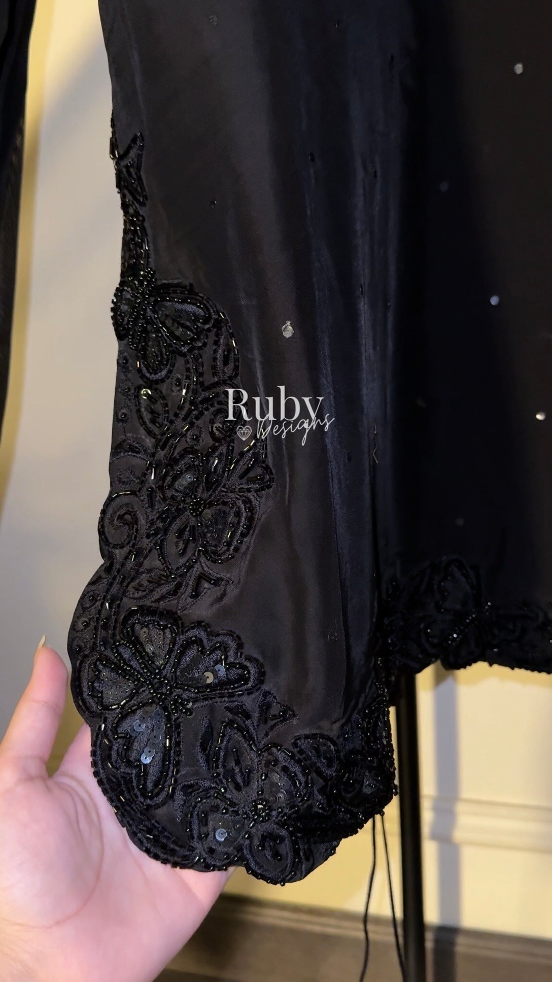 PRE-ORDER (not for immediate dispatch) - LIYANA - 3 Piece Black Luxury Silk Suit with Cutdana Handwork