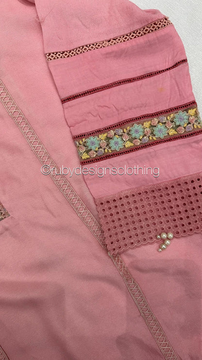 MS5 Minor Defect - NISA - 3 Piece Rose Pink Suit with Pearls (8748072665301)