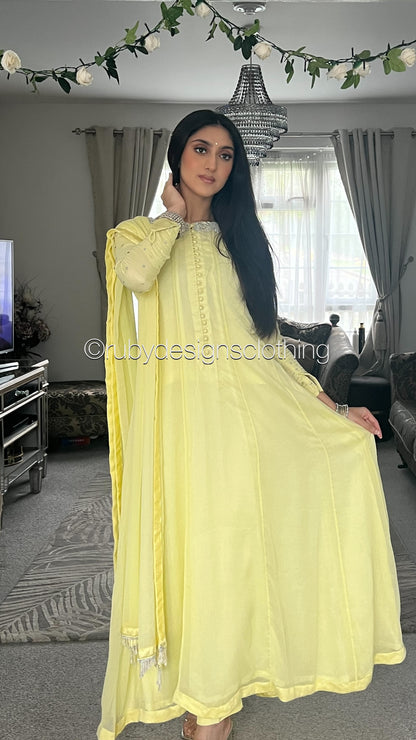 MEESHA Lemon - 3 Piece Chiffon Dress with Chiffon Dupatta (8646797394133)