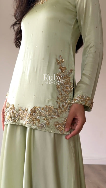 AENA Fern - 4 Piece Silk Suit with Matching Potli Bag