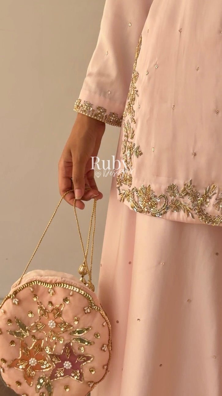 REYA Rose - 3 Piece Silk Suit with Matching Potli Bag