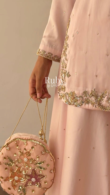 REYA Rose - 3 Piece Silk Suit with Matching Potli Bag