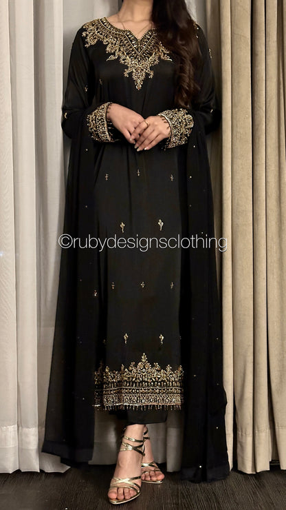 MAYSOON - 3 Piece Luxury Silk Suit with Hand Work