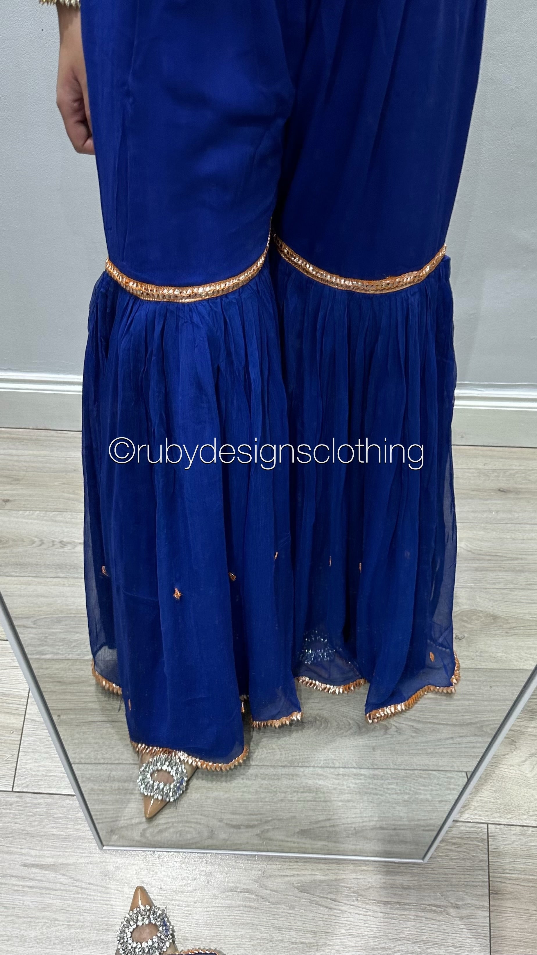 Pure Chiffon Blue Gharara Pants (8746846322901)