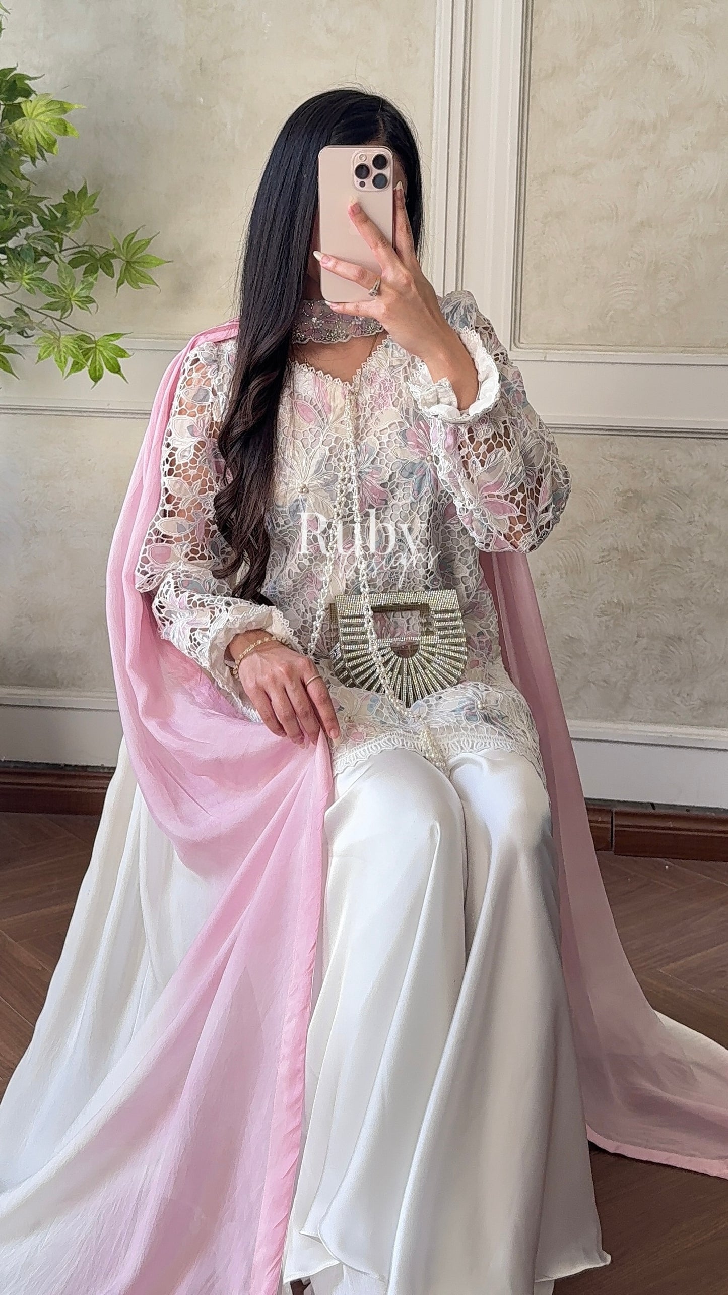 SAIRA Flow - 3 Piece Cutwork Chikankari Suit with Flowy Trousers