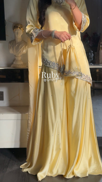 PRE-ORDER (6-8 week estimated dispatch): RANI Butter - 4 Piece Luxury Silk Suit with Matching Bag