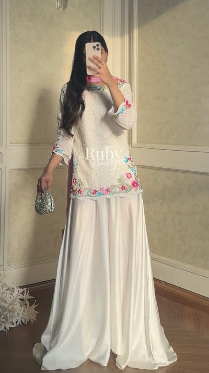 ALIZEH Petal - 3 Piece Chikankari Suit with Ombré Dupatta