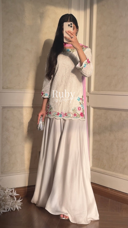 ALIZEH Petal - 3 Piece Chikankari Suit with Ombré Dupatta