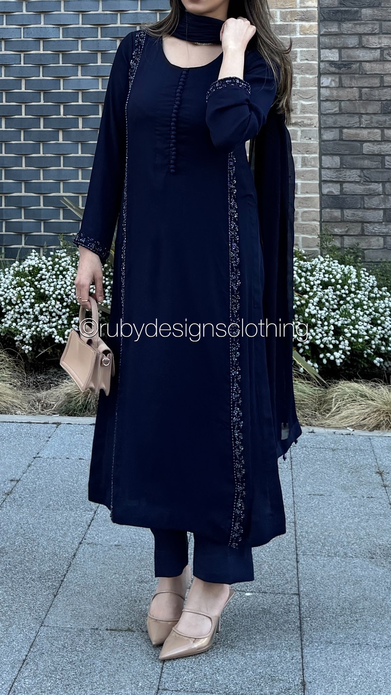 ZYRA Midnight - 3 Piece Chiffon Suit with Trouser