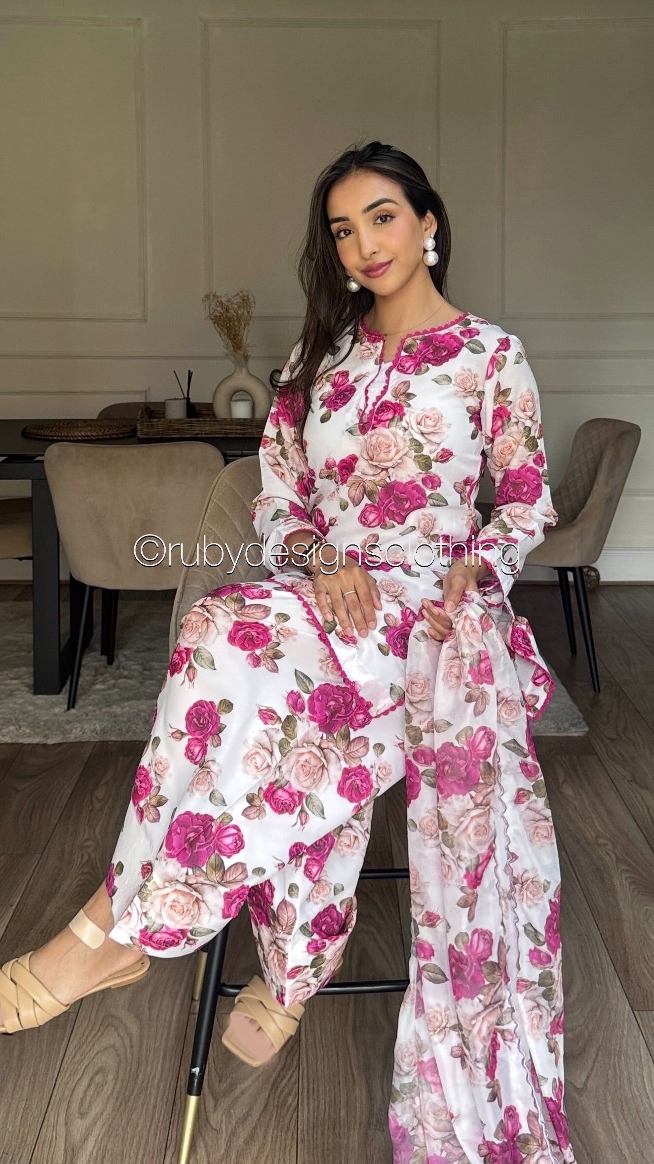 Pressed Rose  - 3 Piece Swiss Lawn Suit with Silk Dupatta