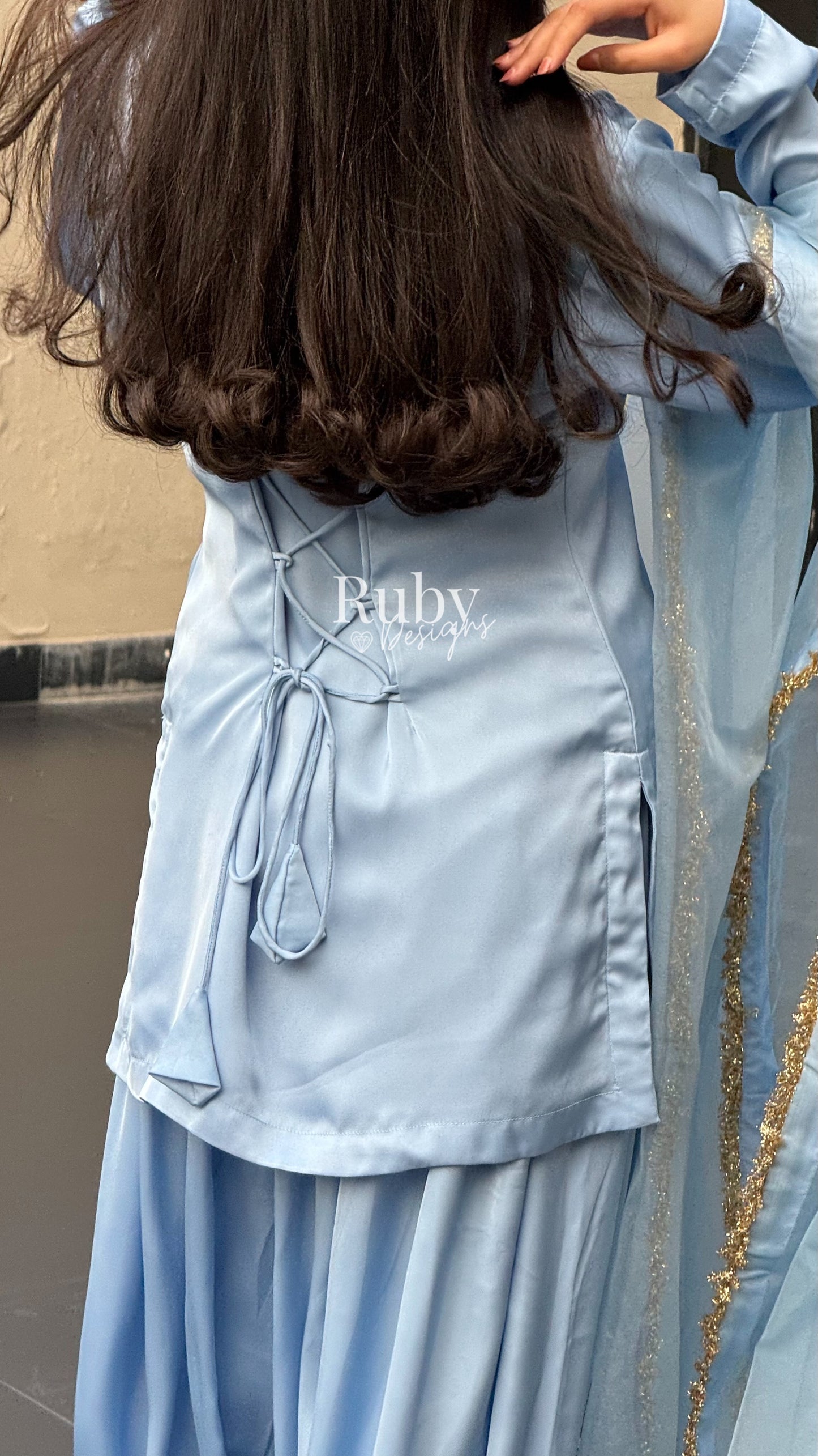 AMELLE Sky - 3 Piece Silk Suit with Balloon Pants