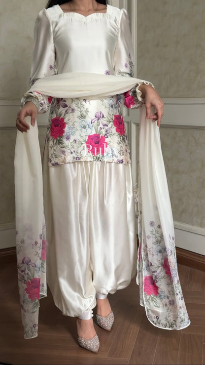 FLEUR Pearl - 3 Piece Silk Suit with Balloon Pants