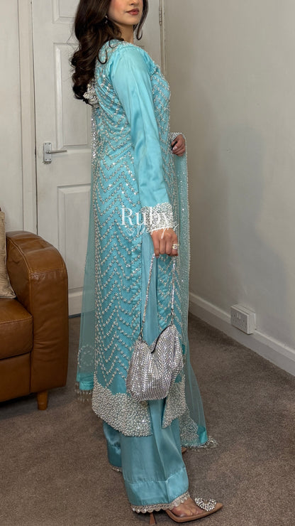 IZMA Ice - 3 Piece Net Suit with Wide Leg Trousers