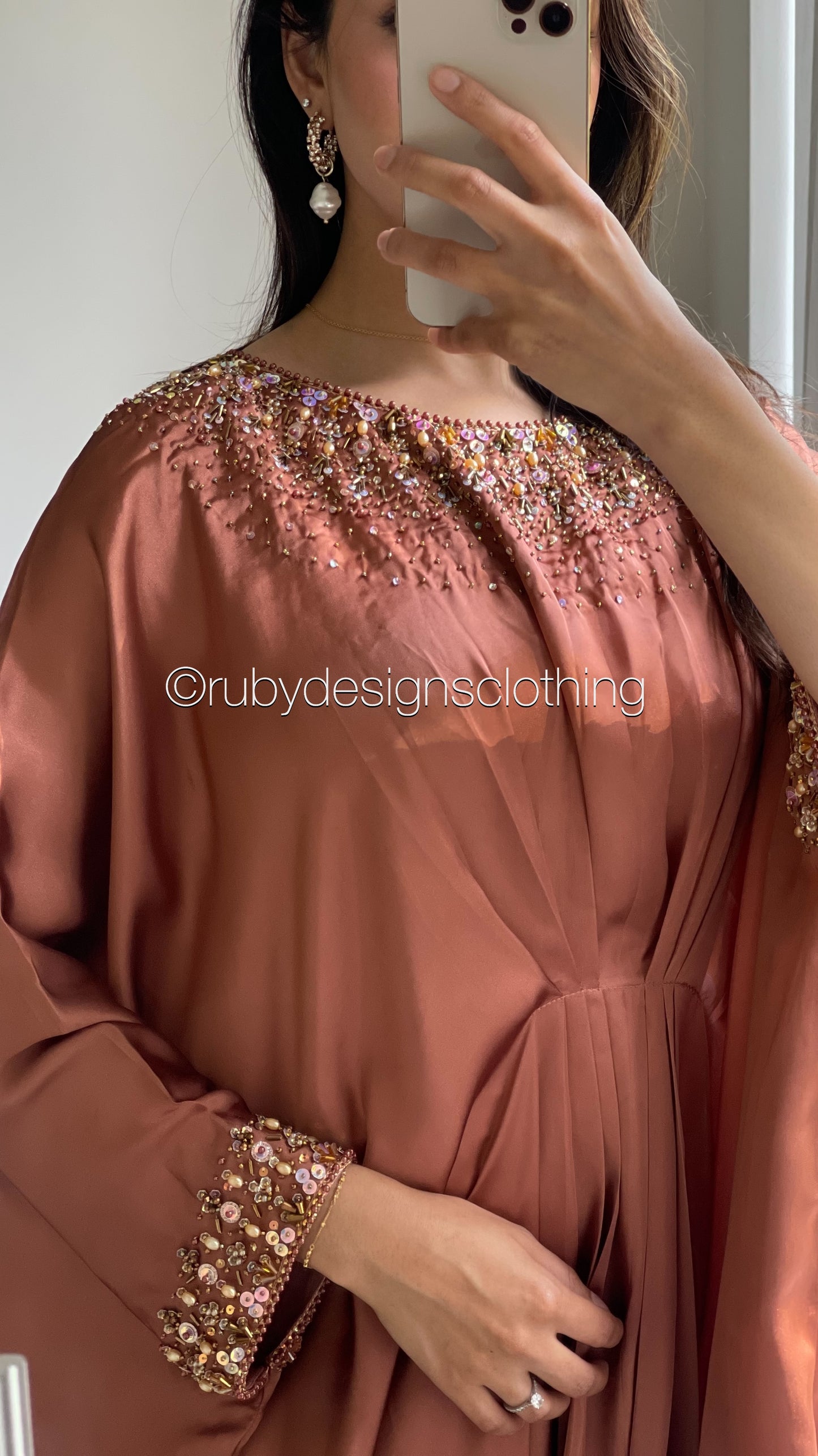 JAMILA - Rust Kaftan with Gold Handwork (8713903440085)