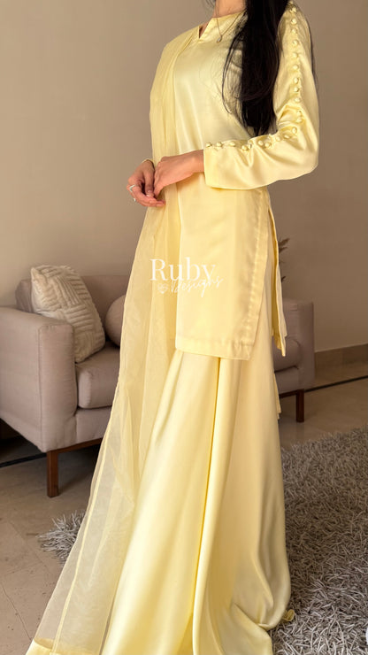 LAYA Butter - 3 Piece Silk Suit with Flowy Trousers