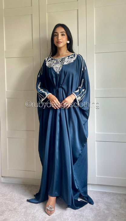 JASMINE - Blue Kaftan with Silver Handwork (8713903472853)