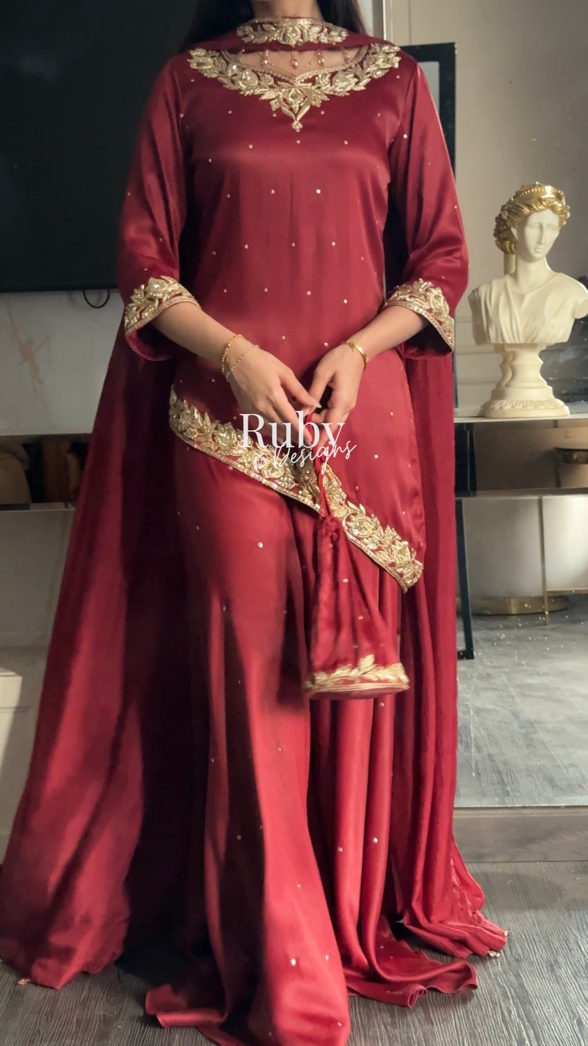RANI Rouge - 3 Piece Luxury Silk Suit with Matching Bag