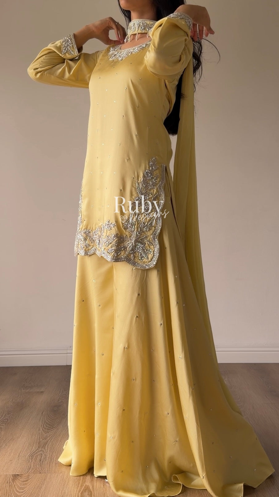 PARISA Butter - 4 Piece Silk Suit with Matching Potli Bag
