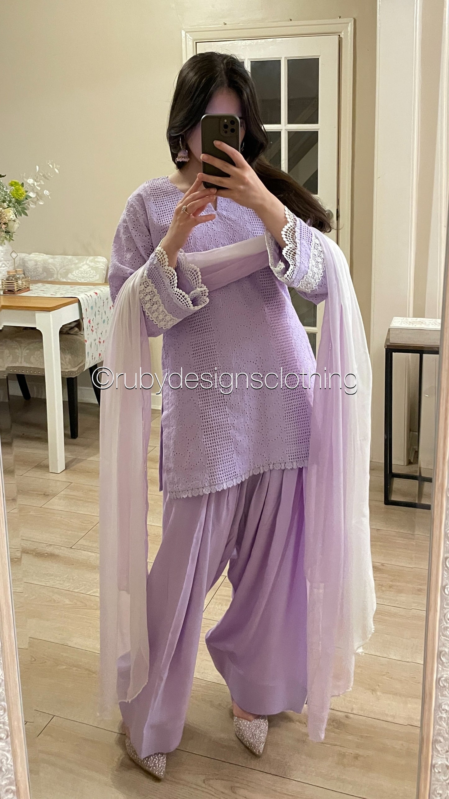 Lilac Haze - 3 Piece Chikankari Suit with Farshi Shalwar