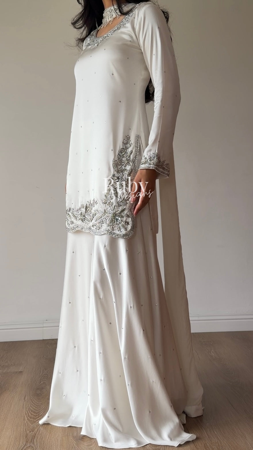 PARISA Pearl - 4 Piece Silk Suit with Matching Potli Bag