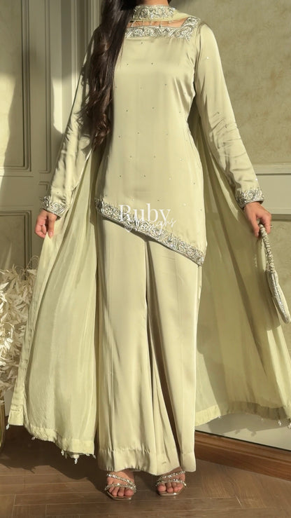 PREITY Sage - 3 Piece Silk Suit with Matching Bag