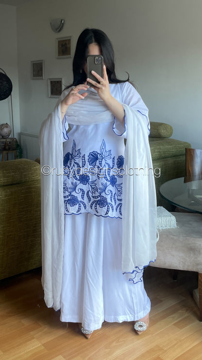 ELIA Azure - 3 Piece Swiss Lawn Suit with Flowy Wide-Leg Pants
