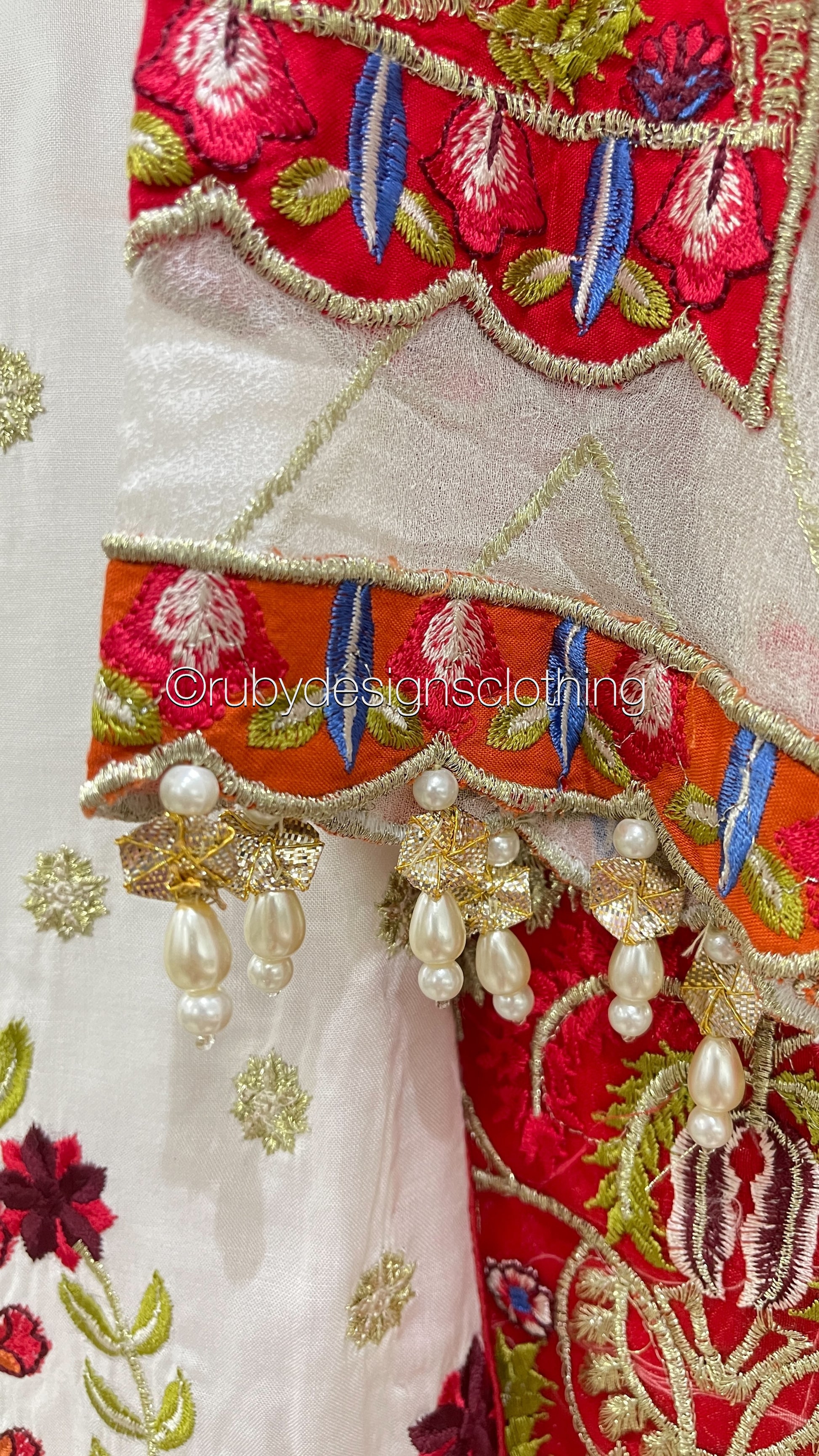 3 Piece ANAYA Inspired White and Red Embroidered Suit (8748139643093)