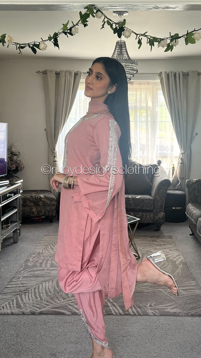 ASMA Rose - 3 Piece Chiffon Suit with Tulip Trousers