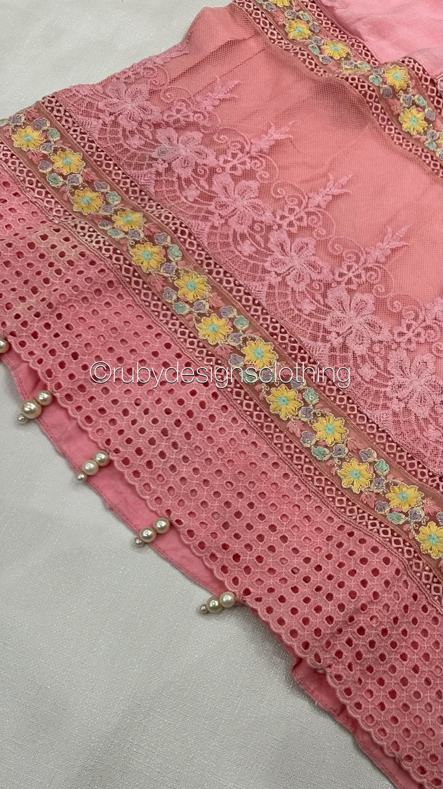 Minor Defect - NISA - 3 Piece Rose Pink Suit with Pearls (8748055134421) (8748070961365)