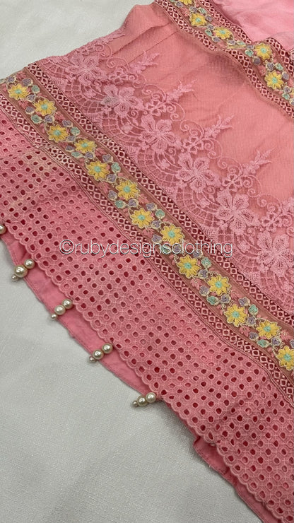 Minor Defect - NISA - 3 Piece Rose Pink Suit with Pearls (8748055134421) (8748070961365)