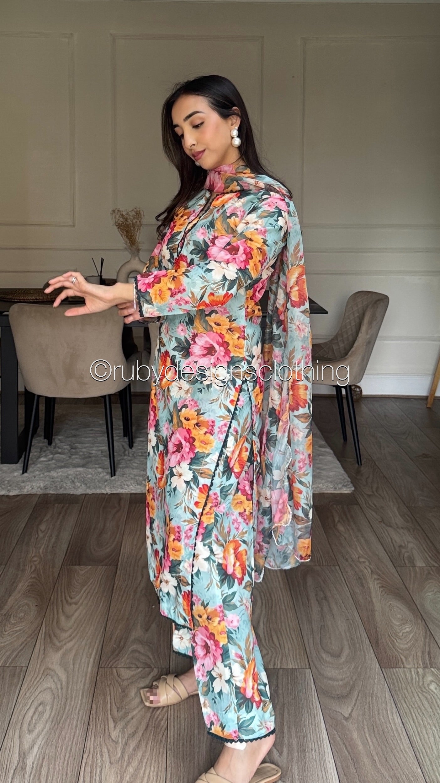 Peach Bloom - 3 Piece Swiss Lawn Suit with Silk Dupatta