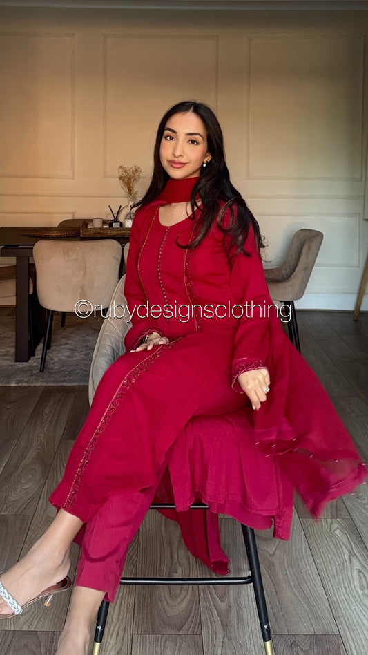 ZYRA Ruby - 3 Piece Chiffon Suit with Trouser