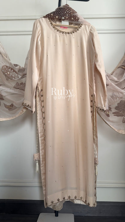 HEER - 3 Piece Silk Suit with Handpainted Dupatta